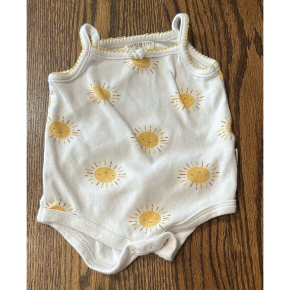 Rabbit + Bear 100% Organic Cotton Sleeveless Sun Icon Bodysuit Bow Size 0-3M - Picture 1 of 6